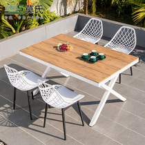 Outdoor Table And Chairs Patio Net Red Nordic Wind Minima White Cafe Outside Pendulum Waterproof Sunscreen Courtyard Casual Composition
