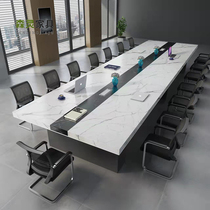 Conference table and chairs combination minimalist modern large meeting room strip office table reception training talks bench