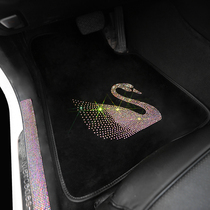 Car Velvet Foot Mat Ground Blanket Universal Easy To Clean Waterproof Inlaid Drilling Women Car Cushion Subbike Inner Car Mat