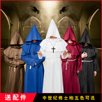 Medieval monk robe wizard priest dress Christian Godfather priest cos costume men's Halloween Cape