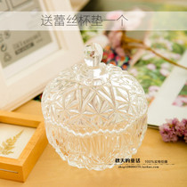 Zakka European style crystal glass candy jar sugar cup glass storage jewelry box sugar cube bottle snack box key jar