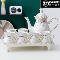 Ceramic light extravagant drinking water Cup household set living room tea tea tea cup water Cup Cup with Nordic style tray