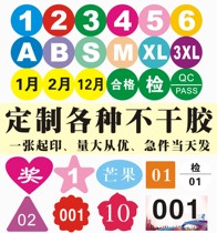 Color Digital Sticker Custom Transparent Self-adhesive Clothes Label Sticker Dumb Silver Gold Round number Sticker Printing