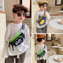Children's chest bag boys handsome messenger bag autumn and winter Korean fashion contrast color girls waist bag baby Joker backpack tide