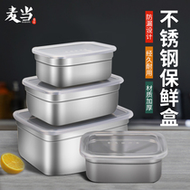 Stainless steel lunch box with lid fresh-keeping box rectangular lunch box student lunch box food sample box refrigerator storage box