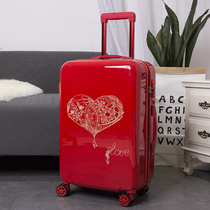Red suitcase Bride dowry suitcase Wedding wedding dowry suitcase 24 inch rod universal wheel suitcase