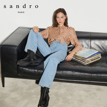 sandro2020 autumn and winter new women's clothing features romantic printing mulberry silk blended shirt SFPCM00306