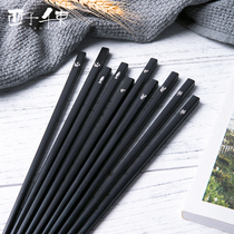 Non-moldy alloy chopsticks Family solid wood Kuaizi chopsticks Non-slip high temperature resistant moisture-proof chopsticks High-grade household chopsticks
