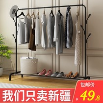 Xinjiang floor-to-ceiling drying rack bedroom rack simple Net red hanger household pole type shelf Indoor