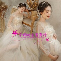 Pregnant woman Photo costume beautiful white gauze skirt photo studio pregnancy belly art photo dress quasi-mommy photo