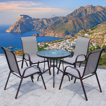 Outdoor Swimming Pool Waterproof table and chairs Combined courtyard sunscreen Milk Tea Shop Coffee Hall Table And Chairs Casual Rattan Beach Umbrella