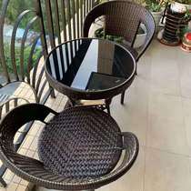Outdoor rattan chair Three-piece set Balcony table and chair Small coffee table Outdoor leisure chair backrest chair Terrace courtyard rattan
