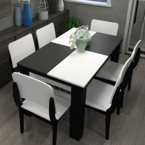 Simple Nordic flaming stone dining table and chair combination modern home dining table black and white marble table rectangular dining table