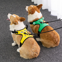 Dog chest strap leash dog chest strap cute vest vest style out corgi walking dog small explosion-proof collar