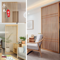 Custom entrance screen New Chinese living room door occlusion solid wood flower grille hollow openwork Simple Japanese partition bedroom