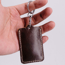 Small Round Elephant Mini Bus Cutting Sleeve Head Layer Bull Leather Door Forbidden Card Cover Small Key Bag Coin Bag