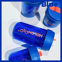 Blue Summer HOLOHOLO with straw high color value Net red cute summer water Cup Portable leak-proof high temperature