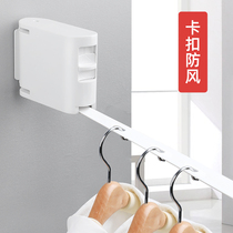 Folding telescopic drying rack invisible non-perforated hanging simple indoor clothes line artifact toilet clothes pole