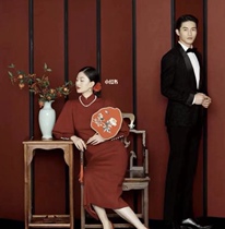 Meticulous painting props costume photo background new style Chinese wedding photo screen pine red screen