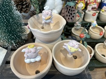 Muzi original hand-made rough pottery marshmallow glaze cute stone flower PP meat cone flower pot