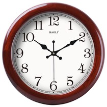 New Chinese style solid wood simple living room wall clock Chinese style retro round silent clock large bedroom antique watch