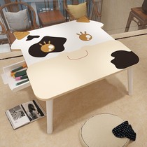 Bed small table children desk cartoon dormitory artifact bed folding table floating window table Lazy desk home