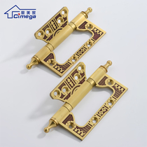 4-inch mute-free slotting all-copper padded female hinge wooden door gold folding leaf hinge 1 piece