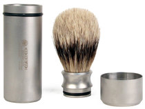 DOVO-German duvo Silvertip silver tip gray badger sideline hair travel shaving brush matte metal handle