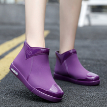 Fashion womens rain shoes low-help summer rain boots short tube non-slip plus cashmere water boots thermal shoes comfortable wear-resistant student rubber shoes