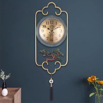 New Chinese pure copper light extravagant hanging clock living room home fashion creative clock mute hanging wall clock quartz clock atmosphere