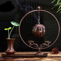 Brand pure copper hanging stove household indoor tea ceremony incense burner sandalwood pan incense tower incense back incense powder creative ornaments