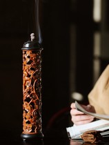 Boxwood antique dragon pattern thread fragrance tube home indoor large incense sandalwood stove mahogany hand incense burner decoration