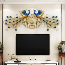 Watch Peacock Wall-mounted Phoenix Creativity High-end Hung Clock Living Room Fashion Hanging Watch Atmospheric Background Wall Decoration Quartz Clock