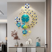 Hanging Clocks Home Watch Living Room New Chinese Creative Peacock Clock Hanging Wall Muted Atmosphere Eurostyle Modern Light Extravagant