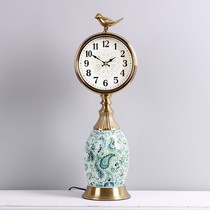New European style clock living room TV cabinet cupboard decoration ornaments American creative clock bedroom desk lamp quartz clock