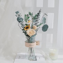 Dried flower bouquet eucalyptus leaf real flower Net red Reed diy material light luxury high living room furnishings ins wind ornaments