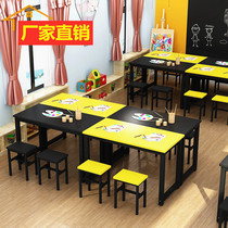 Kindergarten preschool tables and chairs Color desks Art painting tables Boys learning childrens reading area tables dedicated