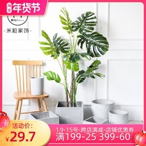 Nordic simple cement flowerpot round square floor large planting pot piano leaf Banyan paradise bird net red flower pot