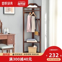 Ruifan Nordic solid wood coat rack Simple modern hanger Floor-to-ceiling bedroom hanger corner clothes rack household