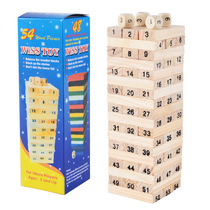 Creative 54 pieces of wood quality digital childrens layer-by-layer stacking building blocks system Learning stacking high early education educational toys