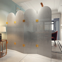 Modern simple screen partition Living room entrance bathroom Waterproof folding mobile net red decorative fashion glass folding screen
