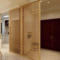 Japanese screen home partition Living room entrance Bedroom Modern simple hollow solid wood grille wall Chinese sliding door