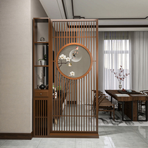 New Chinese partition living room solid wood grille wall Simple modern bedroom Teahouse custom entrance Huahao moon seat screen