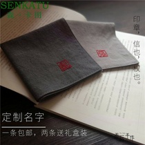 Handkerchief men cotton embroidery seal custom name cotton ancient style handkerchief small square scarf boyfriend birthday gift