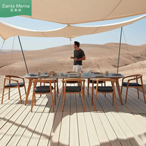 Outdoor Solid Wood Table And Chairs Courtyard Combined Villa foldable Grapewood chair sunscreen Rain-proof Hotel Minjuku Modern furniture