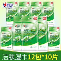 Heart printing sterilization sterilization and disinfection wet tissue paper independent packaging portable small bag carry on 12 packs 120 pieces