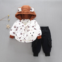 Boys winter thickened padded jacket 2022 new 1-3 year old baby winter foreign style down jacket coat baby winter clothes