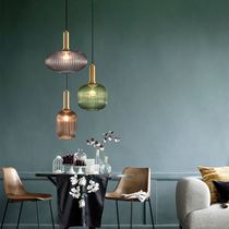 Nordic restaurant chandelier bedroom bedside creative long line single head bar lamp Net red glass small chandelier modern simple