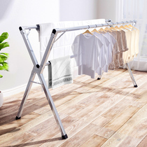  Clothes rack Household floor-to-ceiling balcony Stainless steel folding double-pole indoor and outdoor telescopic cool clothes drying quilt shelf artifact
