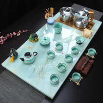 Jade Kung Fu tea set household tea tray simple European living room modern office fully automatic set of stone tea tray